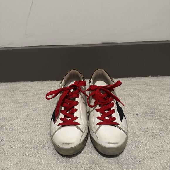 Golden Goose Super Star Red Laces Leopard Heel Tab - Picture 6 of 6